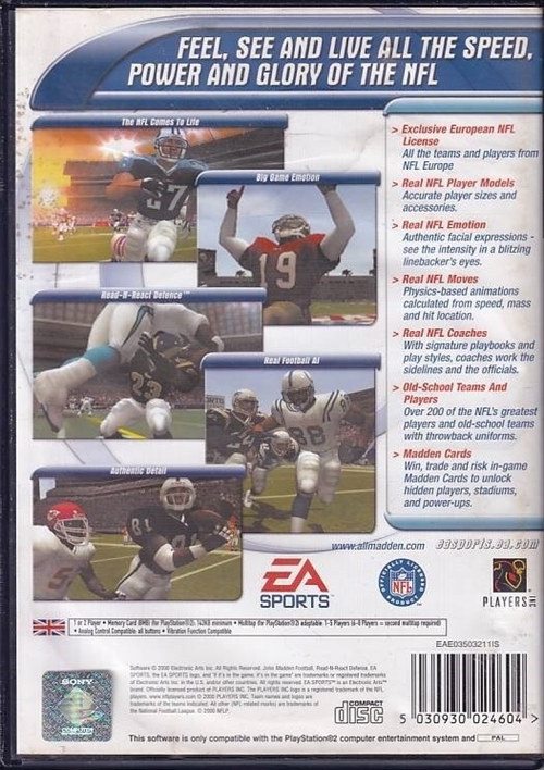 Madden NFL 2001 - PS2 (B Grade) (Genbrug)